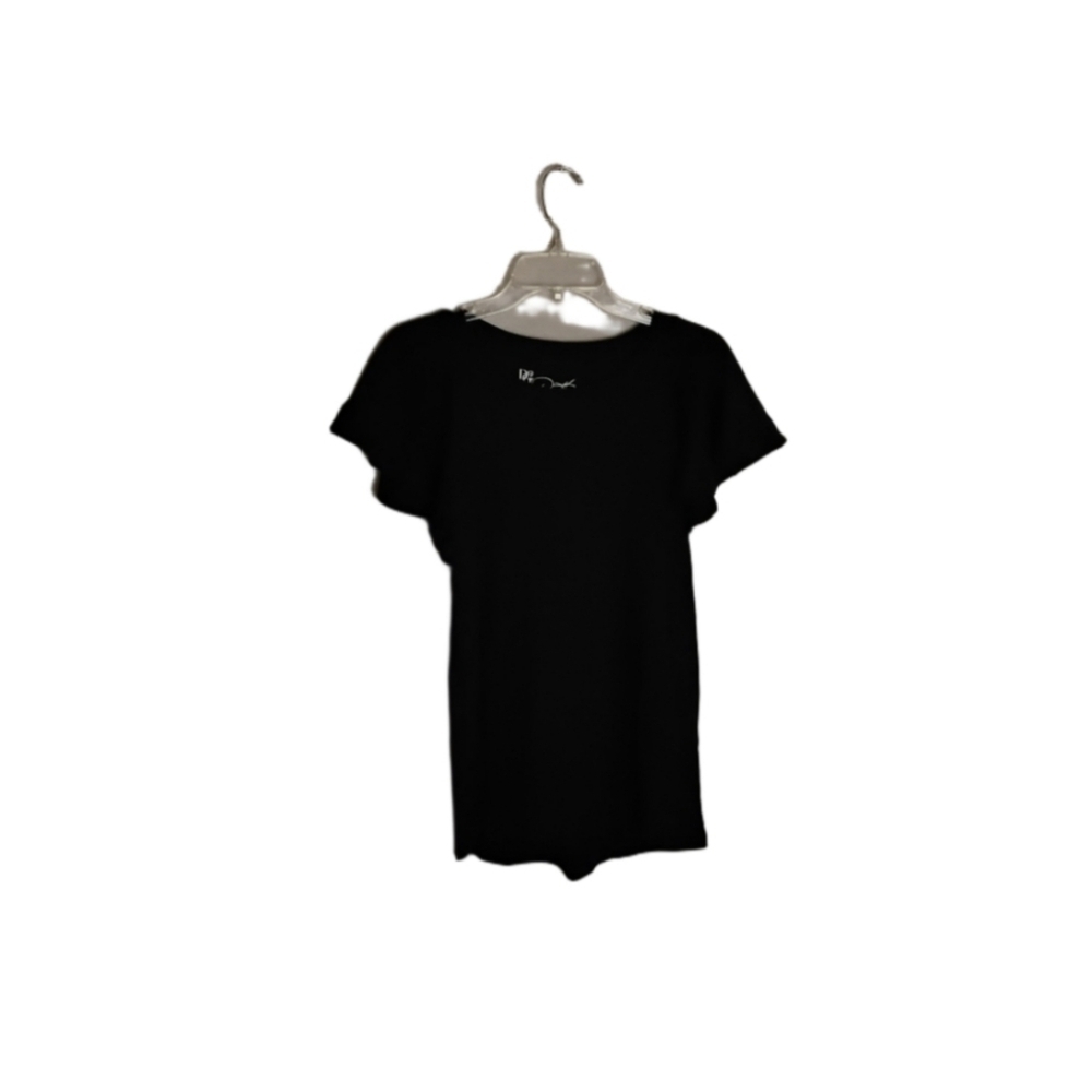 D2 By Diane Gilman Women's XS Navy Flutter Sleeve Stretchy Crewneck Pullover Top